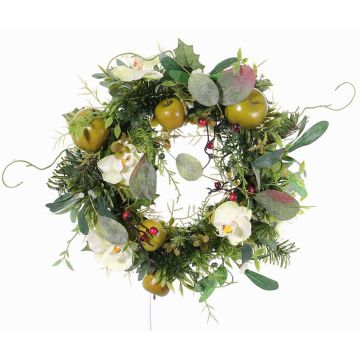 Textil vinterkrans ISABELLE, orkidé, äpple, krämfärgad, Ø30cm