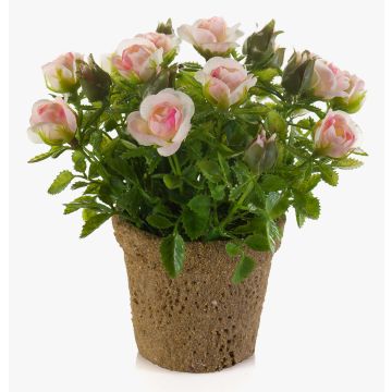 Konstgjord ros LARAINA i dekorativ kruka, rosa, 15cm