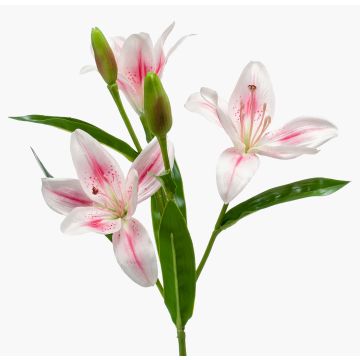 Textilblomma lilja KIMIKO, rosa-vit, 60cm, Ø8-11cm Textilblomma lilja KIMIKO, rosa-vit, 60cm, Ø8-11cm