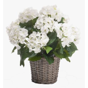 Konstgjord hortensia JONE i korg, vit, 45cm, Ø12cm