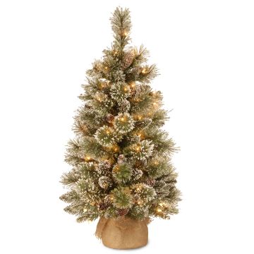 Konstgjord julgran RIGA, jutesäck, med kottar, vit, LED-lampor, 90cm, Ø50cm Konstgjord julgran RIGA, jutesäck, med kottar, vit, LED-lampor, 90cm, Ø50cm