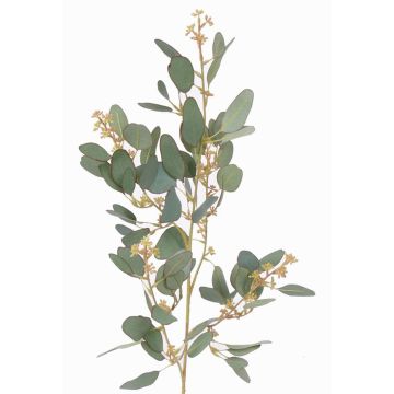Konstgjord eukalyptusgren COBAR med blommor, crossdoor, grön, 65cm, Ø1,5cm