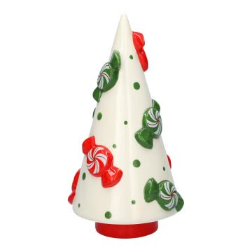 Dekorationsfigur julgran CRUMB i keramik, med karameller, röd-vit-grön, 23,6cm, Ø11,8cm Dekorationsfigur julgran CRUMB i keramik, med karameller, röd-vit-grön, 23,6cm, Ø11,8cm