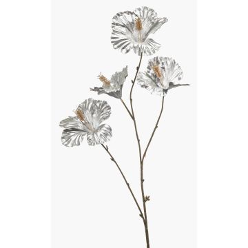 Konstgjord hibiskus KEALANI, metallic-silver-guld, 80cm