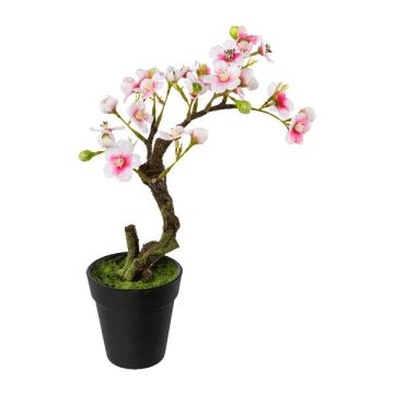 Konstgjord mandelbonsai OYOS i dekorativ kruka, med blommor, rosa, 26cm