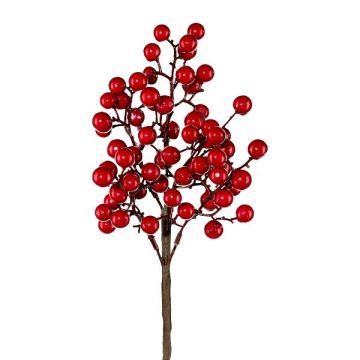 Dekorativ snöbärskvist VROSTI, bär, röd, 35cm