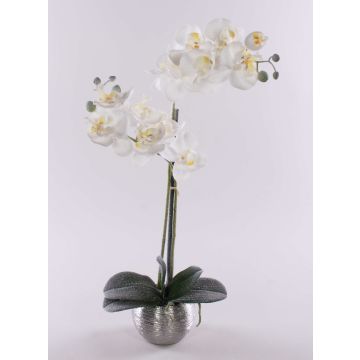 Konstgjord Phalaenopsis-orkidé KAREN, dekorativ kruka, frostad, vit, 50cm Konstgjord Phalaenopsis-orkidé KAREN, dekorativ kruka, frostad, vit, 50cm