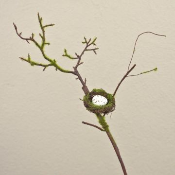 Konstgjord äppelgren INDIKIRKA med fågelbo, mossa, brun-grön, 70cm Konstgjord äppelgren INDIKIRKA med fågelbo, mossa, brun-grön, 70cm