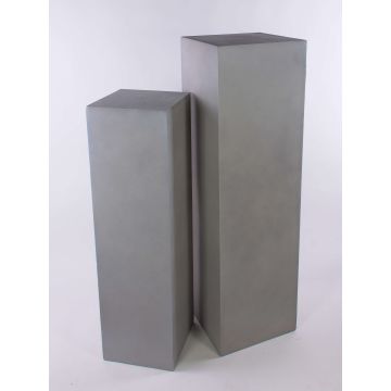 Fyrkantig planteringspelare LIMBORO, 2 st, glasfiber, sand, 28x28x100cm, 35x35x120cm