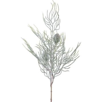 Konstgjord gren, cypress GRAVON med glitter, kottar, ljusgrön-grå, 60cm Konstgjord gren, cypress GRAVON med glitter, kottar, ljusgrön-grå, 60cm