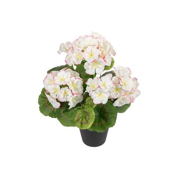 Konstgjord pelargon ELISABETTA i dekorativ kruka, vit-rosa, 35cm Konstgjord pelargon ELISABETTA i dekorativ kruka, vit-rosa, 35cm