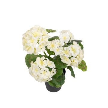Konstgjord pelargon ELISABETTA i dekorativ kruka, vit, 35cm Konstgjord pelargon ELISABETTA i dekorativ kruka, vit, 35cm