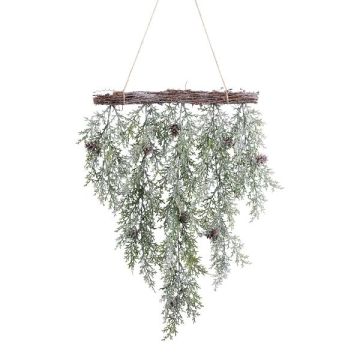 Konstgjord takkrans av cypress DINSA med kottar, frostad, grön-vit, 55cm Konstgjord takkrans av cypress DINSA med kottar, frostad, grön-vit, 55cm