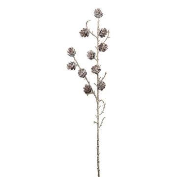 Dekorativ gren av lärk BORIKA med kottar, frostad, vit-brun, 85cm Dekorativ gren av lärk BORIKA med kottar, frostad, vit-brun, 85cm
