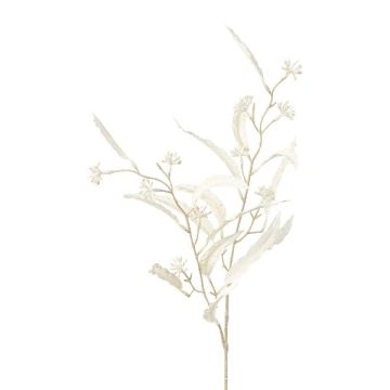 Dekorativ kvist av eukalyptus ZILFOR med blommor, vit, 80cm Dekorativ kvist av eukalyptus ZILFOR med blommor, vit, 80cm