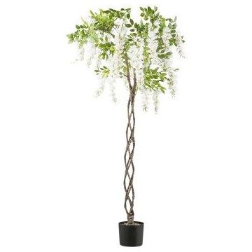 Konstgjord blåregn SINKE med blommor, flätad konststam, vit, 170cm
