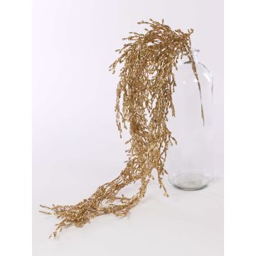 Konstgjord korallkaktus-hängare TJORVEN, på pinne, glitter, guld, 95cm