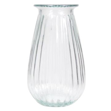 Glasvas DORITA med räfflor, klar, 21cm, Ø13cm