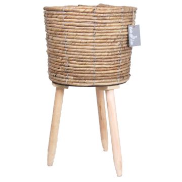 Skandinavisk korgplanteringskruka SOLEA, träben, beige, 60cm, Ø30cm