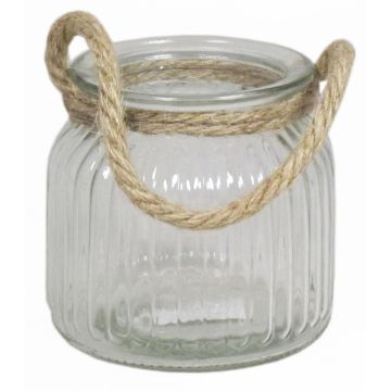 Glaslykta ADANNA med handtag, längsgående ränder, klar, 10,5cm, Ø11cm Glaslykta ADANNA med handtag, längsgående ränder, klar, 10,5cm, Ø11cm