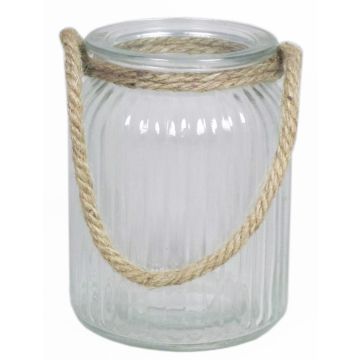 Glaslykta ADANNA med handtag, längsgående ränder, klar, 14,5cm, Ø11cm Glaslykta ADANNA med handtag, längsgående ränder, klar, 14,5cm, Ø11cm