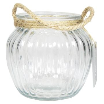 Ljusglas AKILI med handtag, längsgående ränder, klart, 10,5cm, Ø12cm Ljusglas AKILI med handtag, längsgående ränder, klart, 10,5cm, Ø12cm