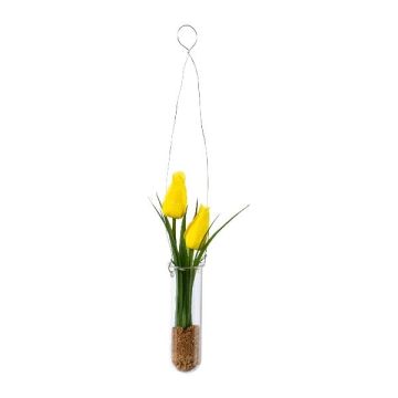 Konstgjord tulpanarrangemang FRUKE i hängvas, gul, 35cm Konstgjord tulpanarrangemang FRUKE i hängvas, gul, 35cm