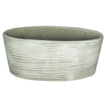 Oval keramikskål för orkidéer ADELPHOS, räfflad, vit-ljusgrå, 33x15x15cm Oval keramikskål för orkidéer ADELPHOS, räfflad, vit-ljusgrå, 33x15x15cm