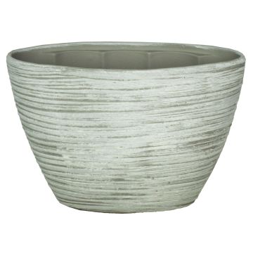 Oval keramikkruka för orkidéer ADELPHOS, räfflad, vit-ljusgrå, 32x14,5x22,5cm Oval keramikkruka för orkidéer ADELPHOS, räfflad, vit-ljusgrå, 32x14,5x22,5cm