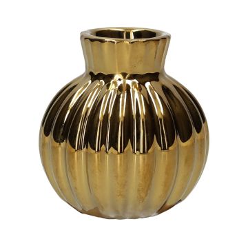 Keramikflaska OLLIVERA med räfflor, guldmetallic, 6,5cm, Ø6cm Keramikflaska OLLIVERA med räfflor, guldmetallic, 6,5cm, Ø6cm