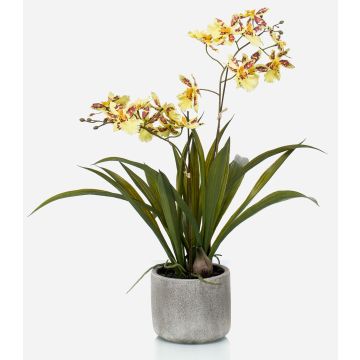 Konstgjord Oncidium-orkidé COLUNGA i keramikkruka, gul-orange, 45cm