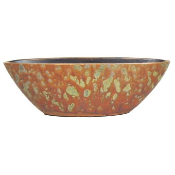 Skål ELIEL i keramik, prickig, orange-gul, 40x15x12cm