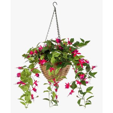 Konstgjord hängande blomsterampel, fuchsia JONKFUN i korg, crossdoor, cerise, 70cm Konstgjord hängande blomsterampel, fuchsia JONKFUN i korg, crossdoor, cerise, 70cm