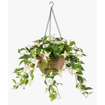 Konstgjord hängande blomsterampel, fuchsia JONKFUN i korg, crossdoor, krämrosa, 70cm Konstgjord hängande blomsterampel, fuchsia JONKFUN i korg, crossdoor, krämrosa, 70cm