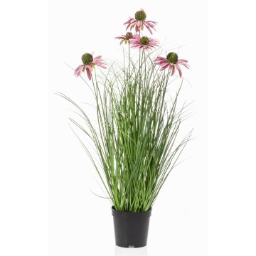 Konstgräs solhatt SHALLA med blommor, lila, 60cm Konstgräs solhatt SHALLA med blommor, lila, 60cm