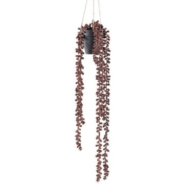 Konstgjord ärtväxt, hängande blomkruka MURBY i dekorativ kruka, rödbrun, 60cm