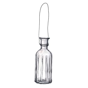 Glasflaska ANANKE med räfflor, handtag, klar, 19cm, Ø7,4cm