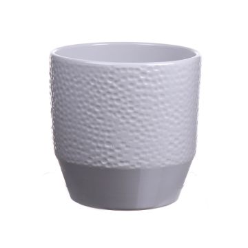 Blomkruka BIHAM, keramik, hamrat mönster, ljusgrå, 13,2cm, Ø13,5cm