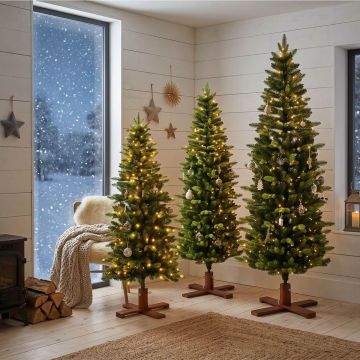 Smal konstgjord julgran OULU SPEED, LED-belysning, 150cm, Ø60cm