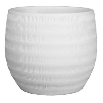 Keramikplanteringskruka TIAM med räfflor, mattvit, 11cm, Ø14cm Keramikplanteringskruka TIAM med räfflor, mattvit, 11cm, Ø14cm