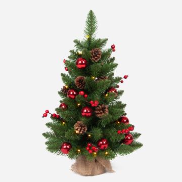 Konstgjord julgran KERAVA, LED-belysning, dekorerad, 60cm, Ø40cm Konstgjord julgran KERAVA, LED-belysning, dekorerad, 60cm, Ø40cm