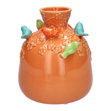 Ballongflaska BIRDIE i keramik, med 3D-fåglar, orange-blå-grön, 22,5cm, Ø19cm Ballongflaska BIRDIE i keramik, med 3D-fåglar, orange-blå-grön, 22,5cm, Ø19cm