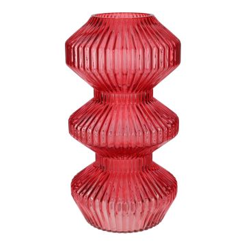 Glasvas LUCELLE med räfflor, körsbärsröd, 30cm, Ø16cm Glasvas LUCELLE med räfflor, körsbärsröd, 30cm, Ø16cm