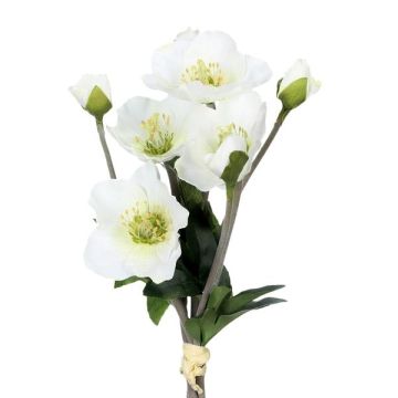 Konstgjorda julrosor i bukett TRUNDE, vita, 35cm