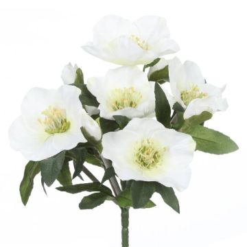 Plastblomma julros TRUNDE, med stödpinne, vit, 25cm Plastblomma julros TRUNDE, med stödpinne, vit, 25cm