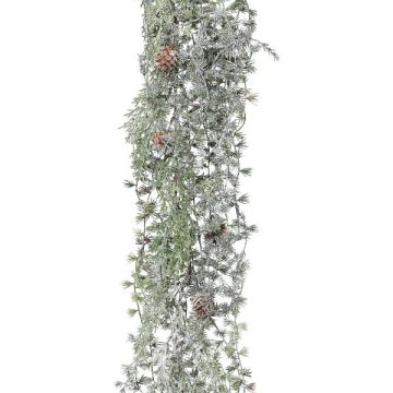 Dekorativ hängare Lärch WODRI, stickpinne, kottar, frostad, vit-grön, 125cm Dekorativ hängare Lärch WODRI, stickpinne, kottar, frostad, vit-grön, 125cm