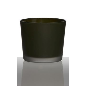 Stort te-ljusglas ALENA FROST, mörkgrönt mat, 9cm, Ø10cm