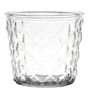 Votivglas IRYNA med rombmönster, klart, 10cm, Ø11cm Votivglas IRYNA med rombmönster, klart, 10cm, Ø11cm