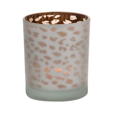 Votivglas SENGA, leopardmönster, mattguld, 8cm, Ø7cm