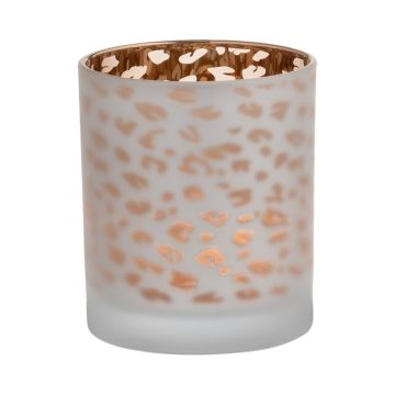 Votivglas SENGA, leopardmönster, mat guld, 12,5cm, Ø10cm Votivglas SENGA, leopardmönster, mat guld, 12,5cm, Ø10cm